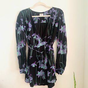 Black Floral Wrap Dress, Aritzia, Size 04